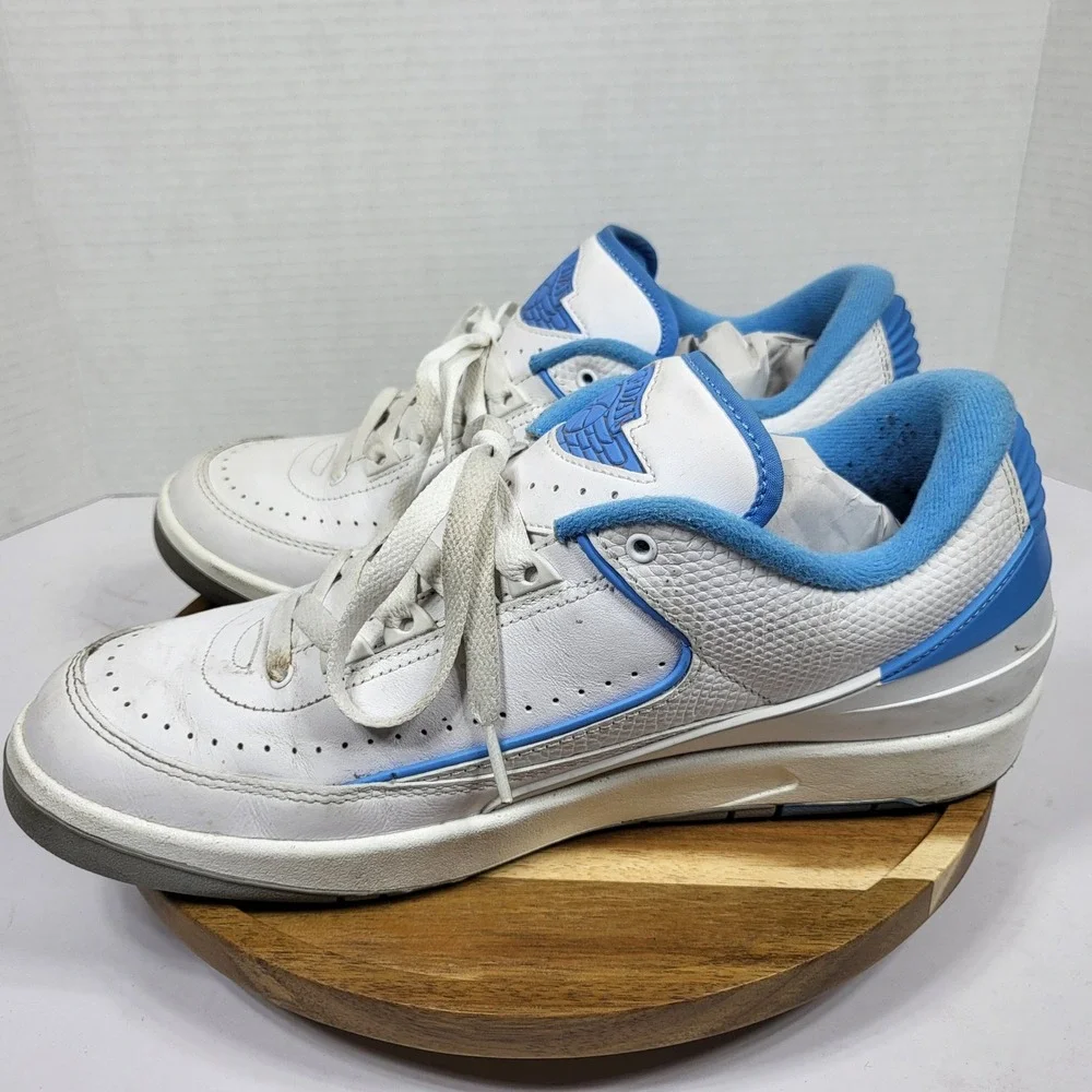 Jordan Air Jordan 2 Retro Low Mens 10 White Blue Good DV9956-104 Leather Sneaker